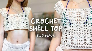 crochet shell top tutorial  easy and beginnerfriendly [upl. by Drucill]