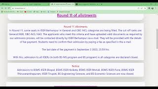 IISER 2023 Round 11 Finally allotted iiser iiser2023 iiseraptitudetest iat2023 iat [upl. by Beeck]