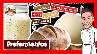 COMO HACER PREFERMENTO MASA MADRE ⬆️ 🥖 ESPONJA POOLISH BIGA 🔺 LOS BARONI cursos de pastelería online [upl. by Araminta]