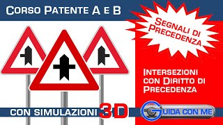 Segnali di precedenza Intersezioni con diritto di precedenza  Teoria patente B [upl. by Asital]