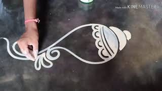 Very easy and innovative sankha alpona rangoli design Mukesh arts [upl. by Iggep662]