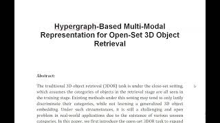 Hypergraph Based Multi Modal Representation for Open Set 3D Object Retrieval [upl. by Marigold988]