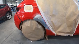 Repair car body with putty  Prepare panel for painting  Spreading Filler Roberlo Maxilight [upl. by Pfeffer]