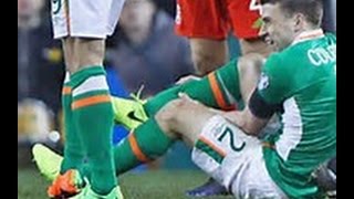 SEAMUS COLEMAN LEG BROKEN  INJURY VS WALES [upl. by Hines]