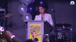 Watch Alexandria OcasioCortez speak after winning Congressional election [upl. by Lahcear]