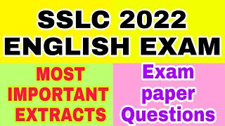 Important Extracts for SSLC ENGLISH 2023 IMPORTANT EXTRACTS Top 10 Extract Questions  For SSLC [upl. by Imelida]