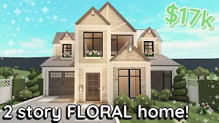 17k Floral Soft Bloxburg House Build 2 Story Exterior Tutorial [upl. by Durno]