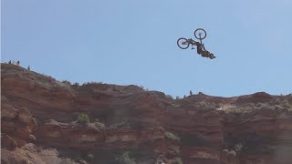 Louis Rebeoul 72 foot Canyon Gap Backflip Crash  Red Bull Rampage 2014 [upl. by Sset]