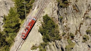 Die steilste Standseilbahn von Europa  Fahrt mit der Gelmerbahn [upl. by Hazmah]