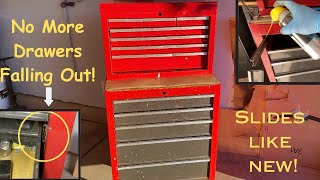 How to Fix Toolbox Drawers that Fall Out  How to Remove Friction Drawer Slides [upl. by Kral]