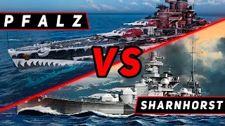 ЛИНКОР PFALZ VS SHARNHORST ЧТО ОКАЖЕТСЯ СИЛЬНЕЕ МИР КОРАБЛЕЙWORLD OF WARSHIPS [upl. by Nirrek884]