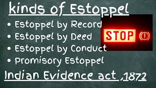 Kinds of Estoppel  Doctrine of Estoppel  Indian Evidence Act1872  Law Lecture by Taruna Sharma [upl. by Graehl]