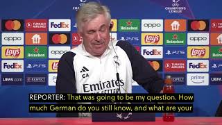 Nicht so gut  Ancelotti tells reporter he has forgotten German [upl. by Atina]