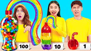 100 Layers of Food Challenge 🌈 Amazing Jelly Bottle Hacks and Rainbow Receipts by 123 GO [upl. by Eissehc]