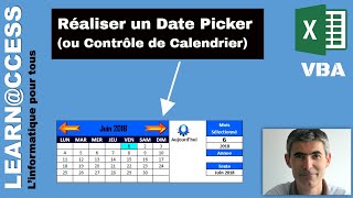 VBA Excel  Comment réaliser un DatePicker ou Contrôle de Calendrier [upl. by Yuji797]