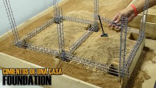 CÓMO CONSTRUIR LOS CIMIENTOS DE UNA CASA BASE SOLIDA foundation with footings and concrete beams [upl. by Alyehs]