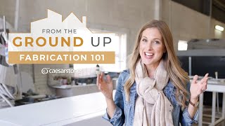 FABRICATION 101  How to cut polish amp install Caesarstone  FROM THE GROUND UP [upl. by Kielty328]