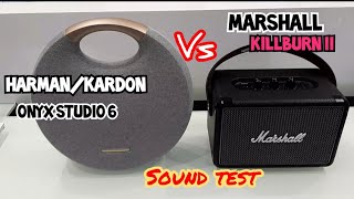 Harmankardon Onyx Studio 6 vs Marshall Killburn 2 Portable Speakers  Bass Sound Test [upl. by Ermentrude]