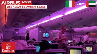 BEST 2024 ECONOMY CLASS Emirates A380 Trip Report from Milan to Dubai [upl. by Mihar]