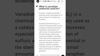 What is vanadium pentoxide used for [upl. by Joletta470]