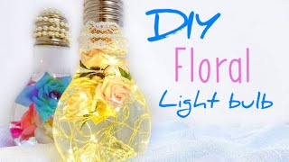 Light Bulb Craft Ideas  POUNDLAND DIY  Shabby Chic Floral Decor Make to Sell or Gift [upl. by Asirak699]