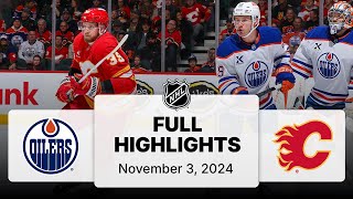 NHL Highlights  Oilers vs Flames  November 3 2024 [upl. by Fanchan546]