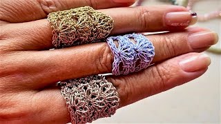 ANILLO DE ABANICOS  BISUTERÍA MODERNA A CROCHET [upl. by Idieh]