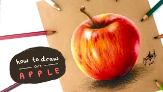 HOW TO DRAW A REALISTIC APPLE  prismacolor pencils [upl. by Haley428]