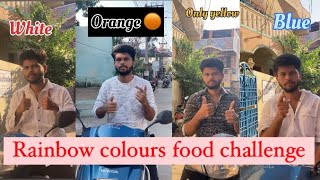 Trying all colours food CHALLANGE Redgreenorangepinkblackwhiteyellow by HASEEB [upl. by Potash139]