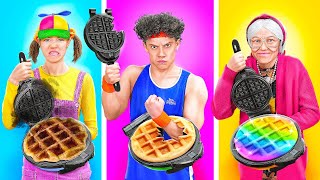 GRANNY VS JOCK FOOD CHALLENGE  Crazy Cooking Hacks and Ideas by 123 GO FOOD [upl. by Hanae816]