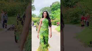 Evening Gown walk 👠🔥 Dresses make from banana Leaf 🍃 creative beauty model cambodia fashion [upl. by Inalak]