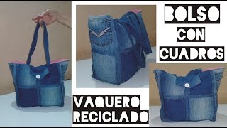 DIY Bolso con cuadros de vaqueros  Reciclado [upl. by Ikir417]