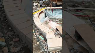 Travertine pool coping installation [upl. by Merril]