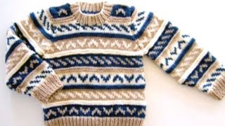 How to knit a sweater with knitting needles Free Fair Isle Pattern [upl. by Ardied642]