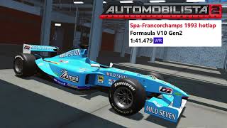 Automobilista 2  Formula V10 Gen2  SpaFrancorchamps 1993 hotlap [upl. by Elatnahs178]