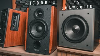 Edifier R1700BTS Active Bookshelf Speaker amp Edifier T5 Subwoofer Review [upl. by Nassi]