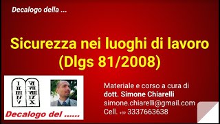 Decalogo della  Sicurezza sul lavoro 20022020 [upl. by Bazluke666]