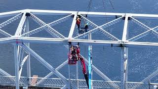 Demolition Work on the old MadawaskaEdmundston International Bridge [upl. by Fujio95]