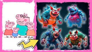 Peppa Pig Family Monster Zombie Halloween Costume and Real Life Compilation Suprise Ending [upl. by Zolnay]