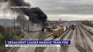 Derailment causes massive train fire in South Nashville [upl. by Nyroc171]