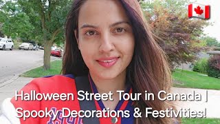 Halloween Street Tour in Canada  Spooky Decorations amp Festivities [upl. by Ynohtna]