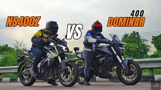 Bajaj Dominar 400 vs Bajaj Pulsar NS400z Drag Race [upl. by Veronique]