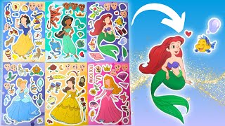 Disney Princess Make a Face Stickers DIY Sticker Activity with Ariel Cinderella disneyprincess [upl. by Drexler]