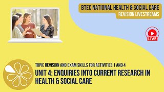 Activities 1 amp 4 in the Unit 4 Exam  BTEC National Health amp Social Care Revision Livestream [upl. by Adnil376]