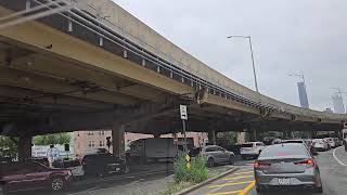 Driving from Bed Stuy Brooklyn through Williamsburg to the BQE Drive by a Migrant Shelter [upl. by Ahpla]