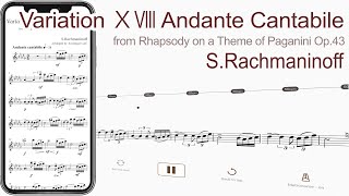 Variation ⅩⅧ Andante Cantabile  SRachmaninoff【 Violin Sheet Music 】 [upl. by Lorrad364]