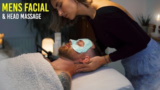 Mens Facial And Relaxing Head Massage Tutorial [upl. by Mittel]