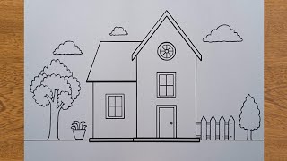 How to Draw a House  Very Easy  Drawing a House [upl. by Jemine]