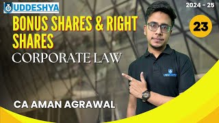 23 BONUS SHARES amp RIGHT SHARES  CORPORATE LAW  BCOM  SEM  2 [upl. by Aciretnahs]