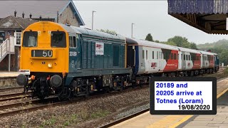 Loram Rail Operations TnT class 20s 2018920205 arrive at Totnes  The clip show [upl. by Mckale]